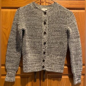 GAP Cardigan Sweater XS Petite Grey Marled; 55/35/10 Cotton/Polyester/Viscose